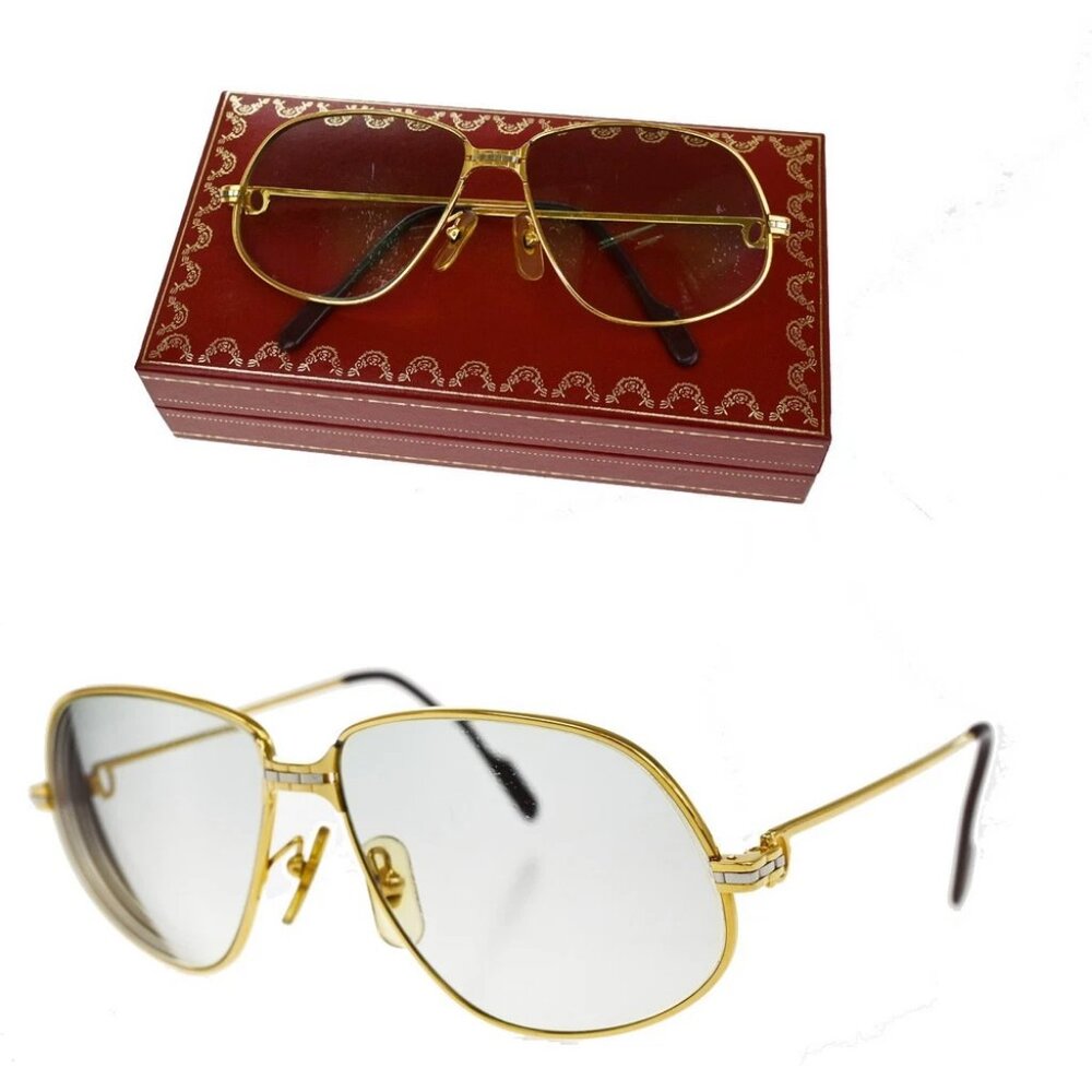Cartier Gold Frame Clear Lens Aviator Glasses